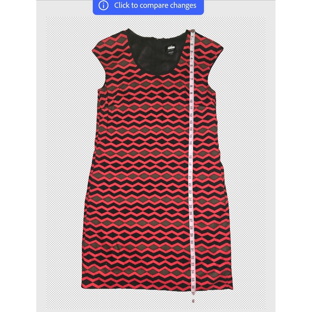W by Worth Womens Red Black Silk Chevron Geometric Shift Dress Size 4